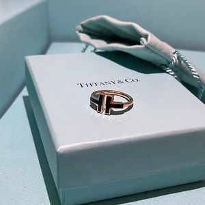 Tiffany and Co T Ring in Rose Gold and Black Onyx
